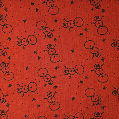Red With Black Snowmen Outlines Cotton: 2.25 yds