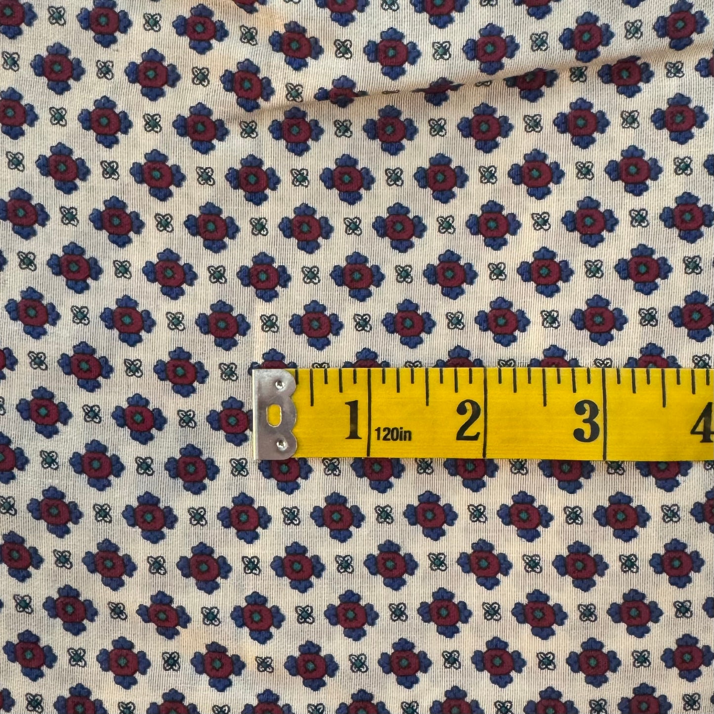 Red & Blue Abstract Floral Poly Rayon: 2.5 yds