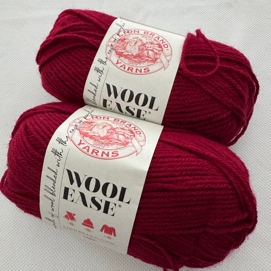 Lion Brand Wool Ease Yarn in Cranberry: 2 Skeins