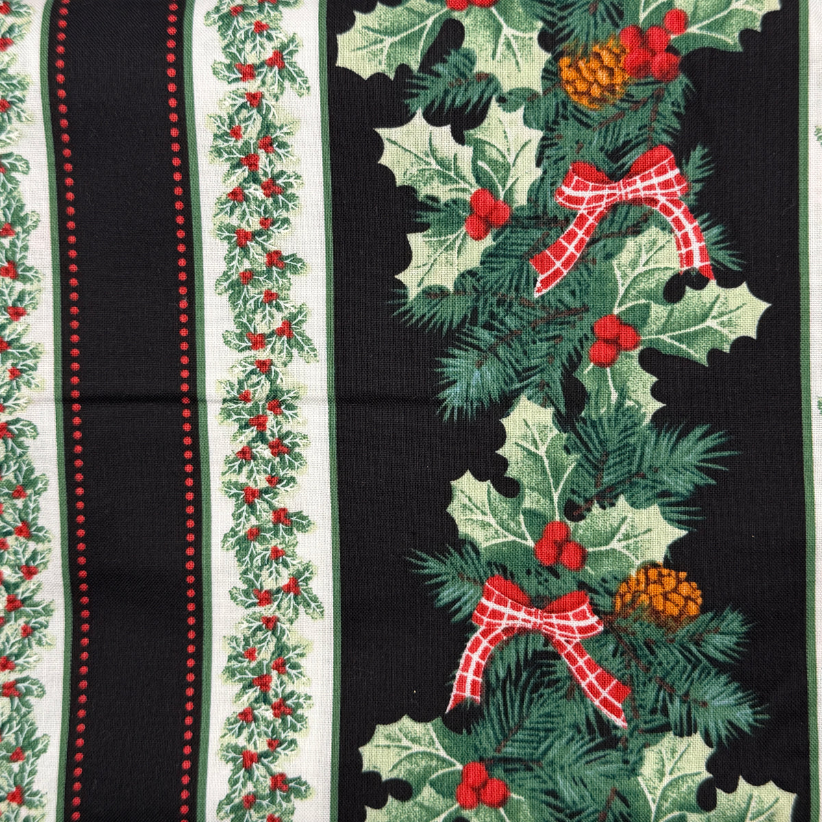 Striped Holiday Greens Cotton: 1.75 yds
