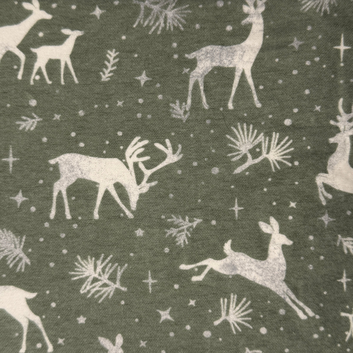 Grey & White Deer Flannel: 1.25 yds
