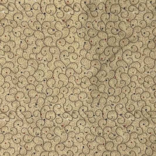 Cream With Dots & Swirls Cotton: 1.75 yds