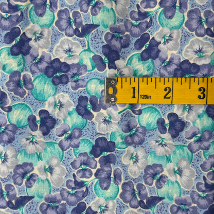 Gray, Blue & Green Floral Cotton: 2 yds