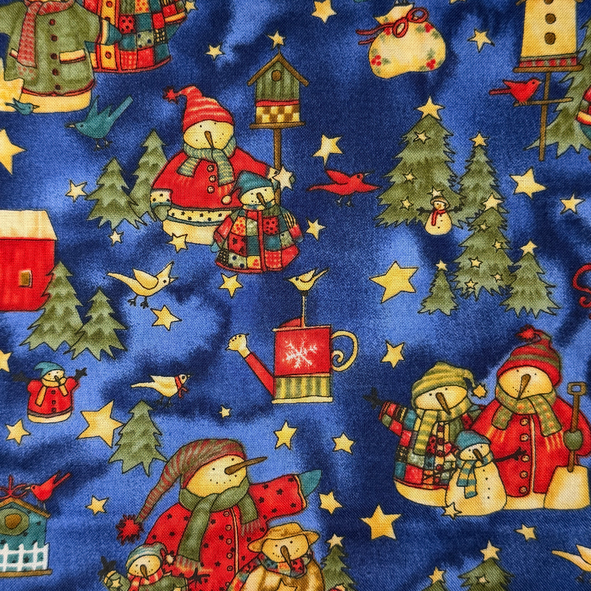 Snowmen Families & Birds Cotton: 1 yd