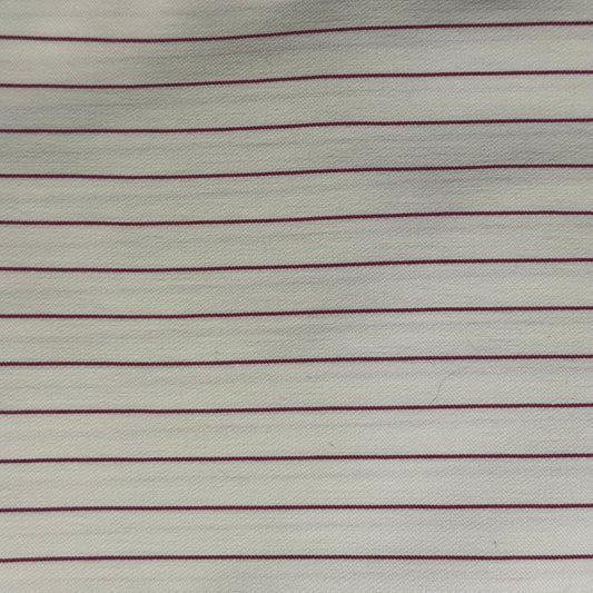 Medium Weight White with Woven Purple Stripe Cotton Blend: 1.75 yds