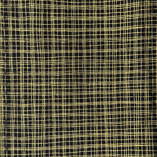 Black With Metallic Gold Lines Cotton: 2 yds
