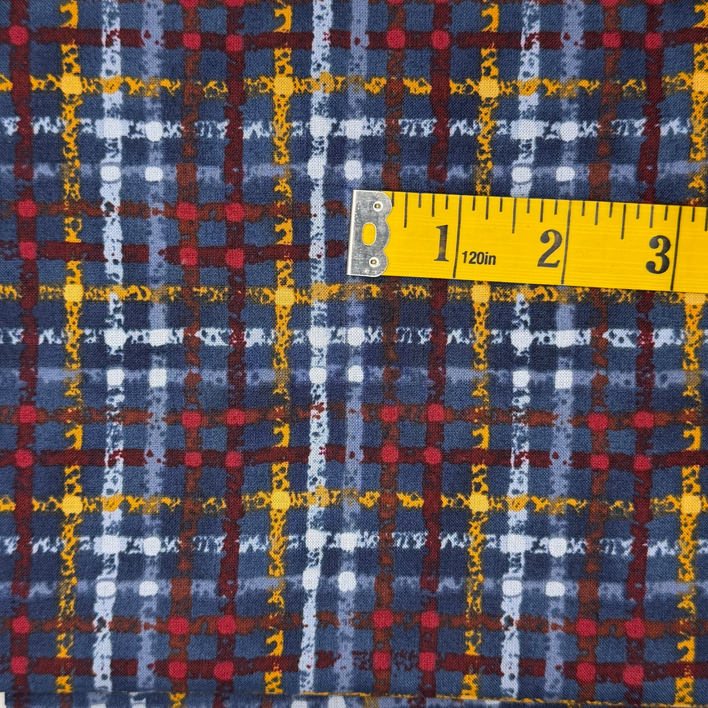 Blue, Red & Yellow Subtle Plaid Cotton: 1.5 yds