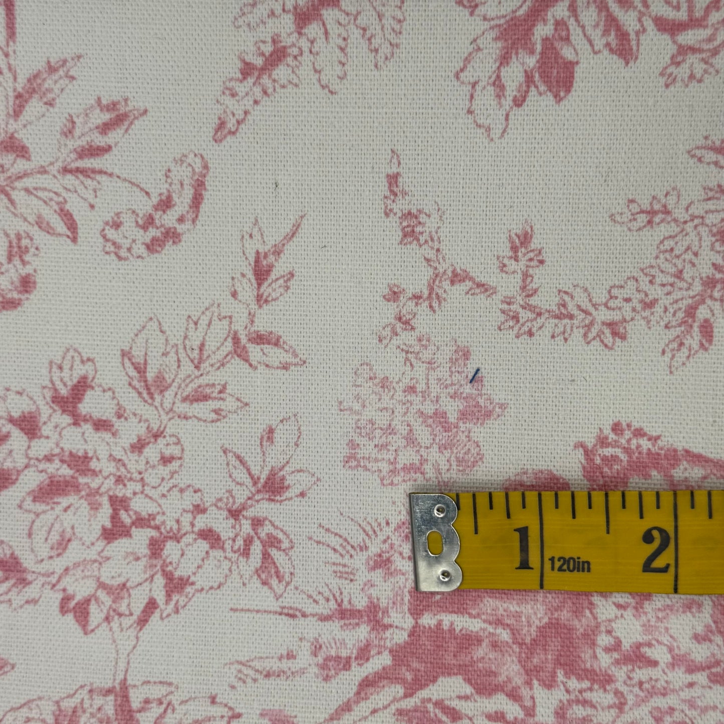 Pink Victorian Floral Scene Cotton Canvas Blend: 1.5 yds