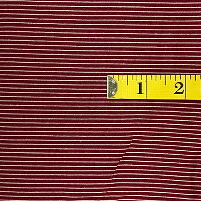 Maroon & White Striped Cotton: 2 yds