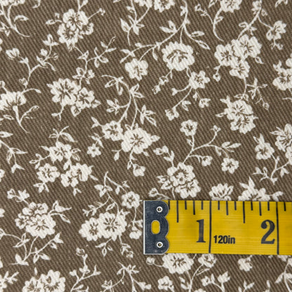 Cream Floral Cotton Twill Blend: 2.5 yds