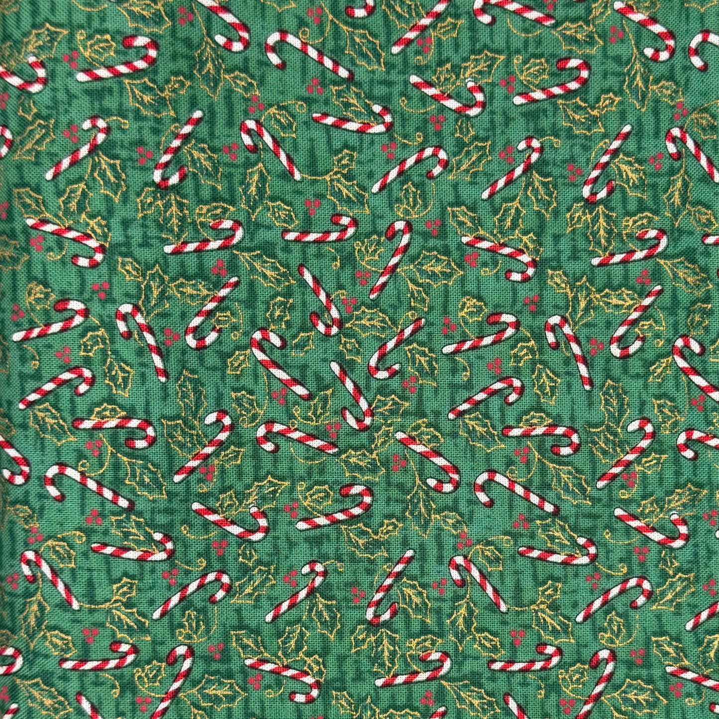 Green Candy Canes Cotton: 1.5 yds