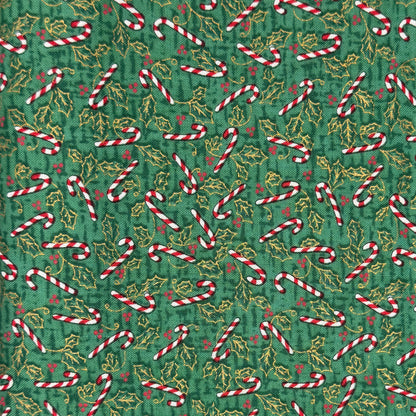 Green Candy Canes Cotton: 1.5 yds