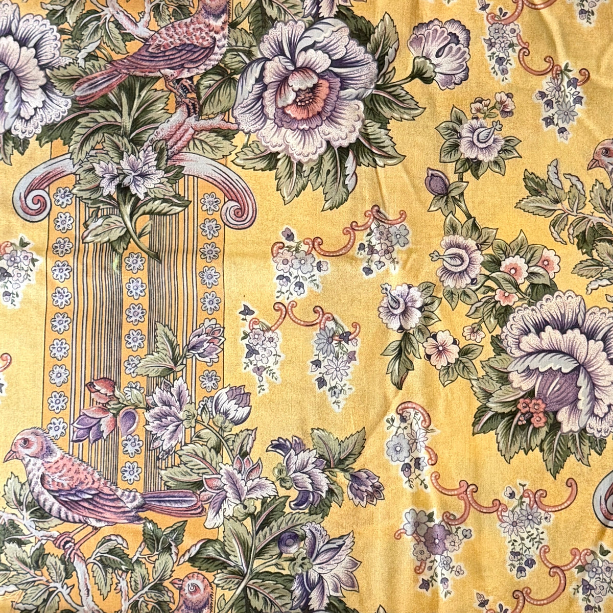 Pink & Purple Fancy Floral Striped Cotton: 2 yds