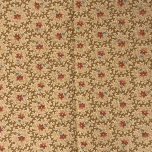 Tan With Wandering Vines Cotton: 2 yds