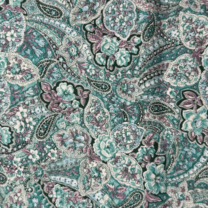 Blue & Green Paisley Floral Cotton: 3 yds