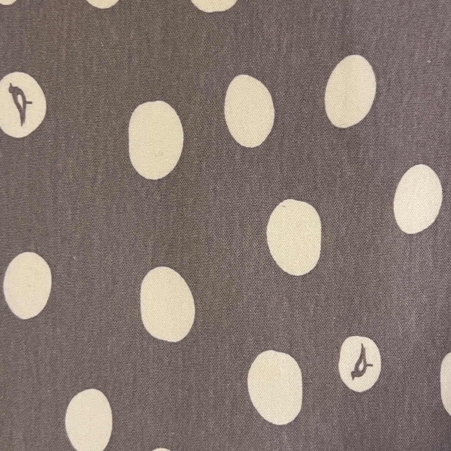 Grey Dots With Birds Stretch Jersey: 1 yd