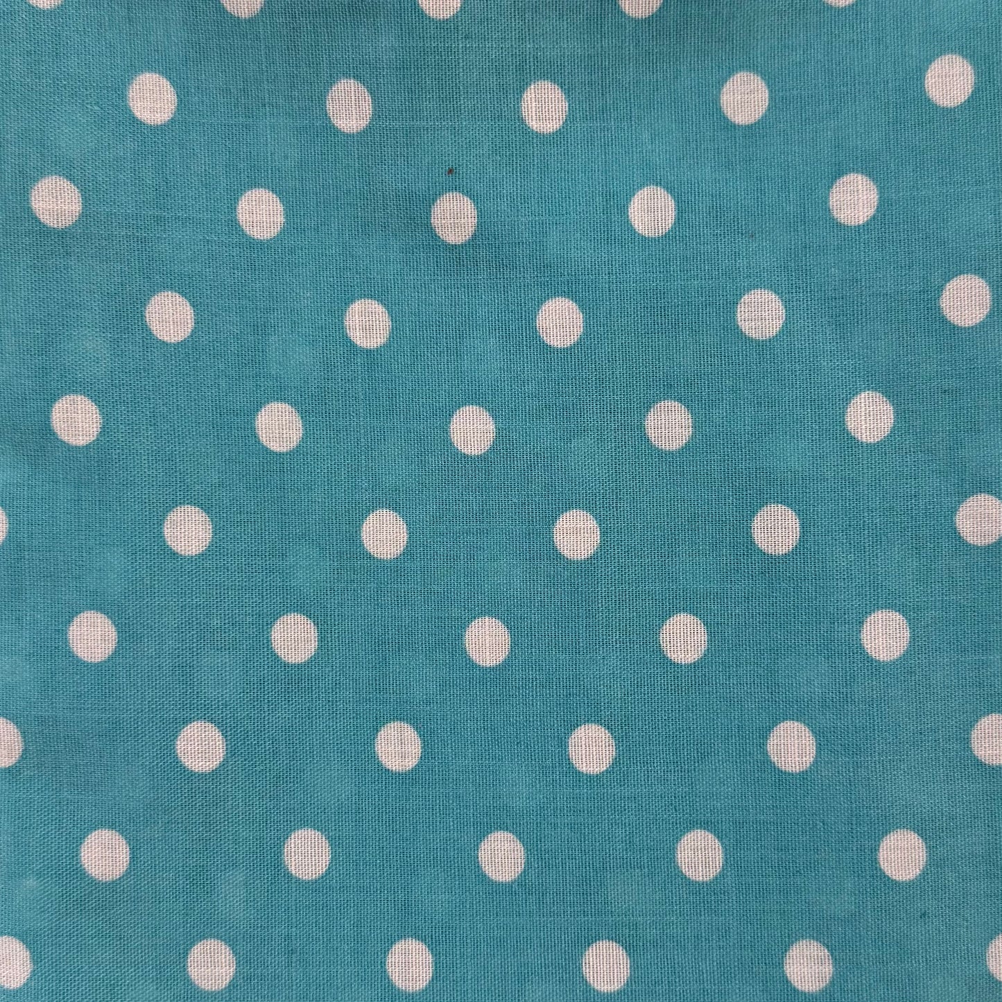 Aqua With White Dots Cotton Blend: 2 yds