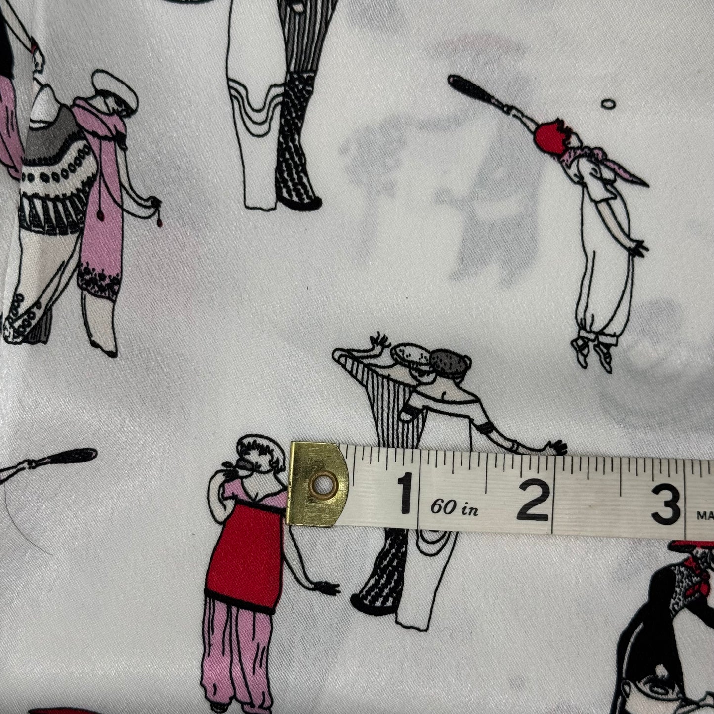 Medium Weight Multicolor on White Novelty Women Print Shiny Poly: 2 yds