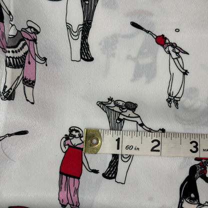 Medium Weight Multicolor on White Novelty Women Print Shiny Poly: 2 yds