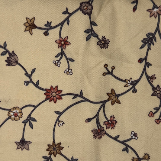Multicolor Floral Vine on Cream Screenprint Home Decor Cotton: 1 yd