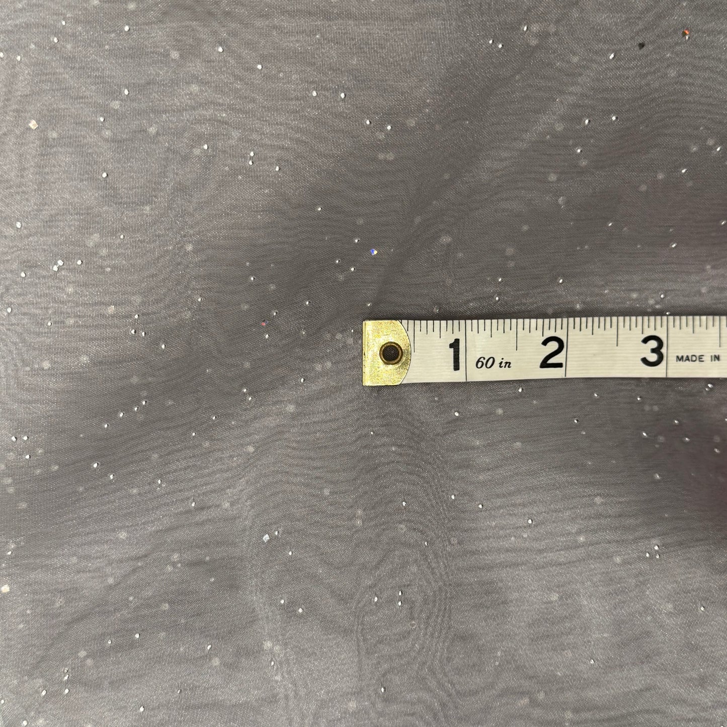 Sheer Silver/Gray With Dimensional Embellishments Organdy Poly: 1.5 yds