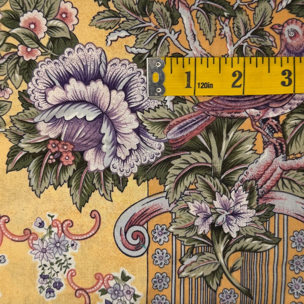 Pink & Purple Fancy Floral Striped Cotton: 2 yds