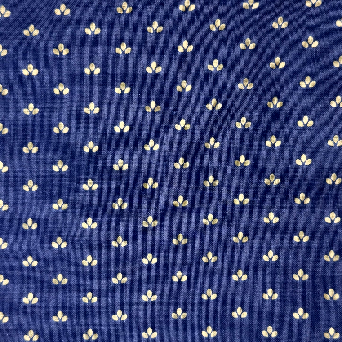 Blue Cream Raindrops Cotton Blend: 2.5 yds