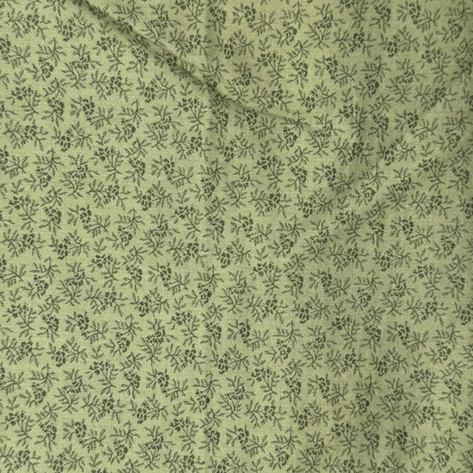 Green With Dark Green Micro Floral Cotton: 2 yds