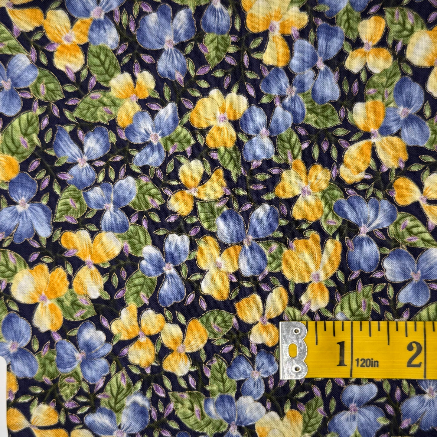 Blue & Yellow Floral Cotton: 1 yd