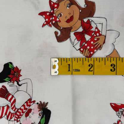 Snowball Ladies on White Background Cotton: 1 yd