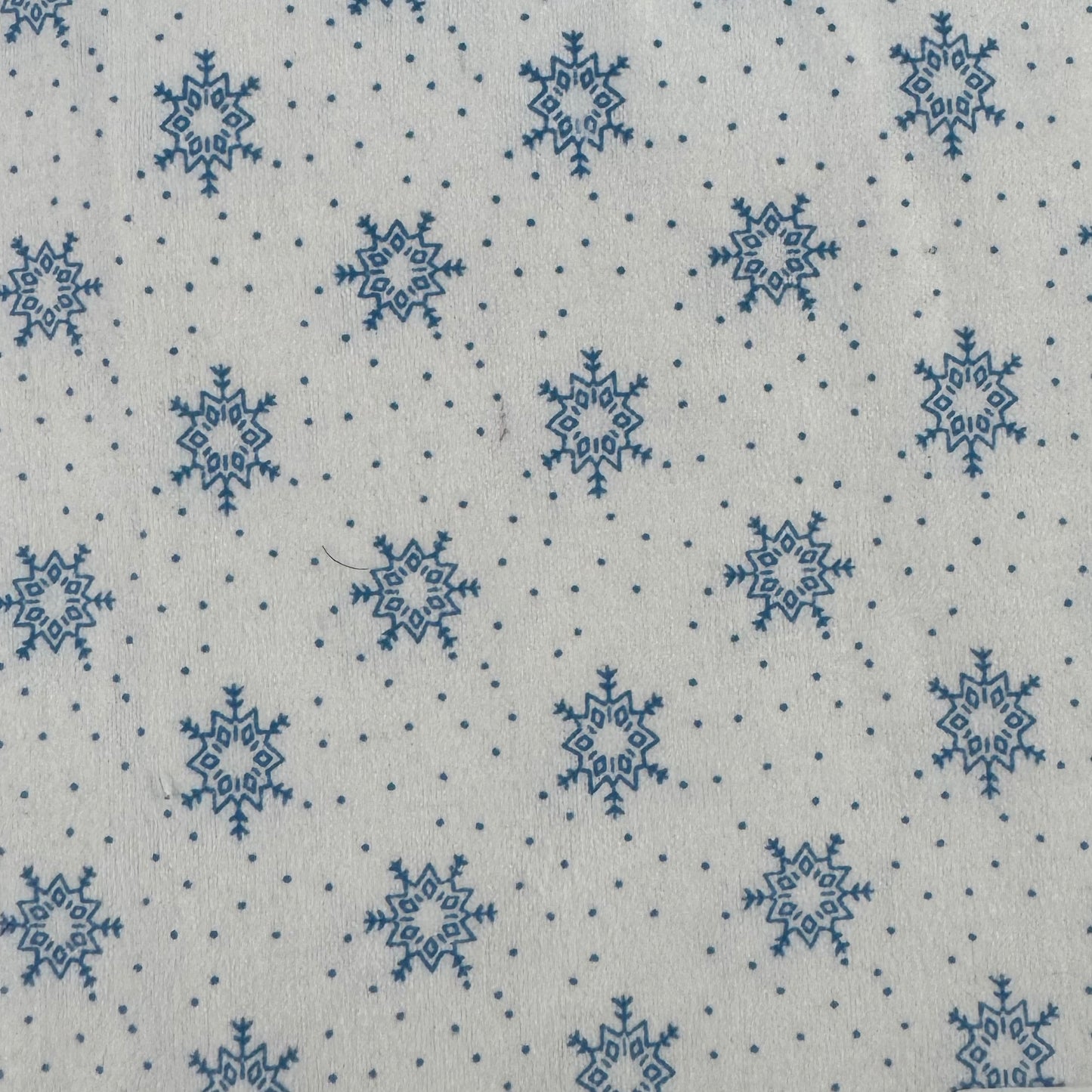 White With Blue Snowflakes Flannel: 2 yds