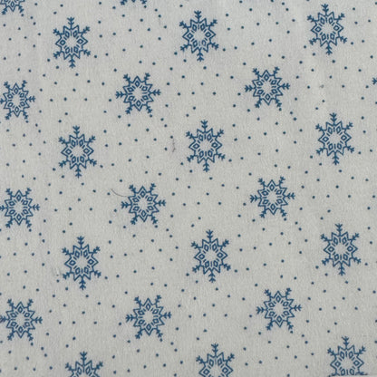 White With Blue Snowflakes Flannel: 2 yds