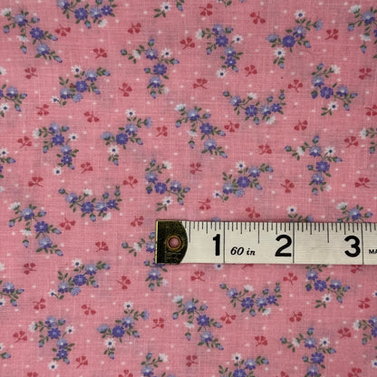 Lavender/White/Pink Floral Sprigs Print Cotton: 2 yds