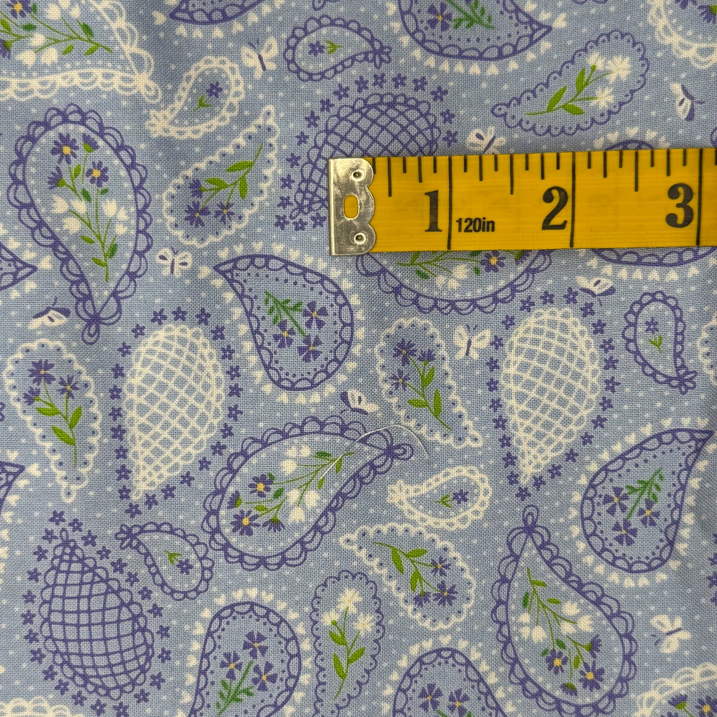 Periwinkle Floral & Paisley Cotton: 2 yds
