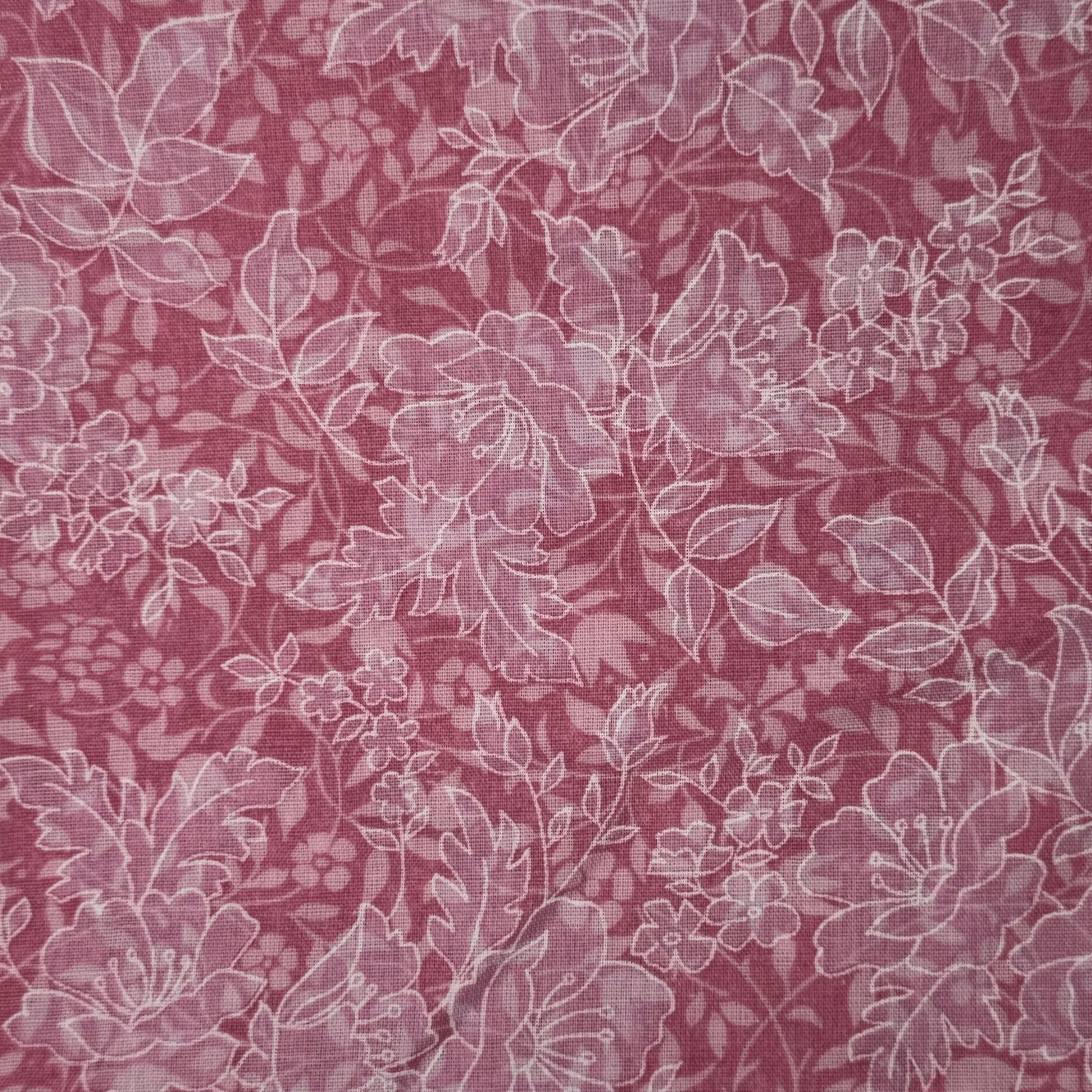Pink & White Floral Cotton Blend: 1.25 yds