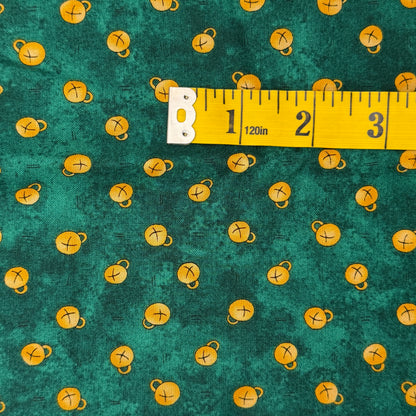 Tonal Green With Jingle Bells Cotton: 2.25 yds