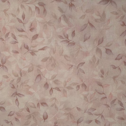 Pink & White Subtle Leaves Cotton: 3.75 yds