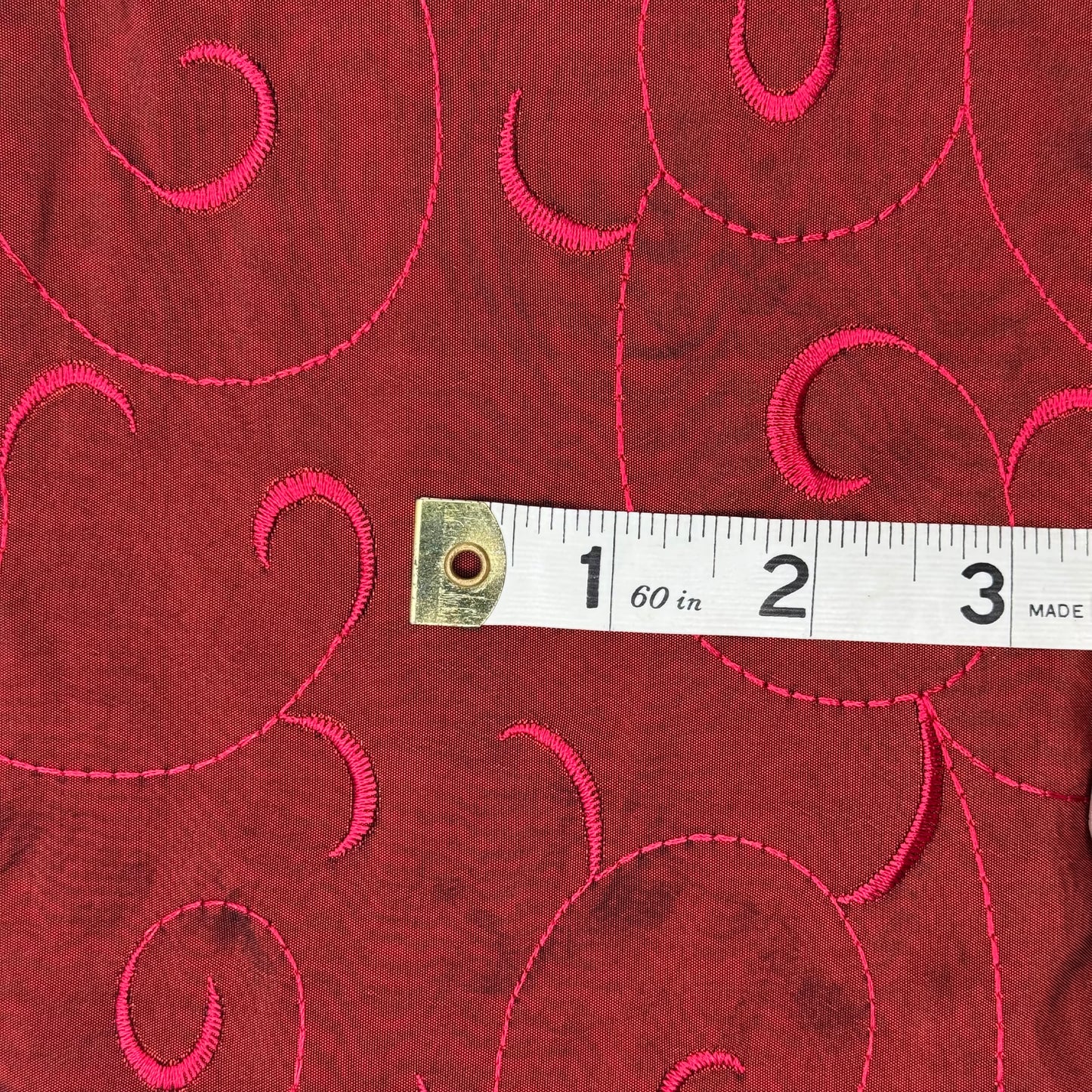 Red/Black Embroidered Crossweave Poly: 1 yd