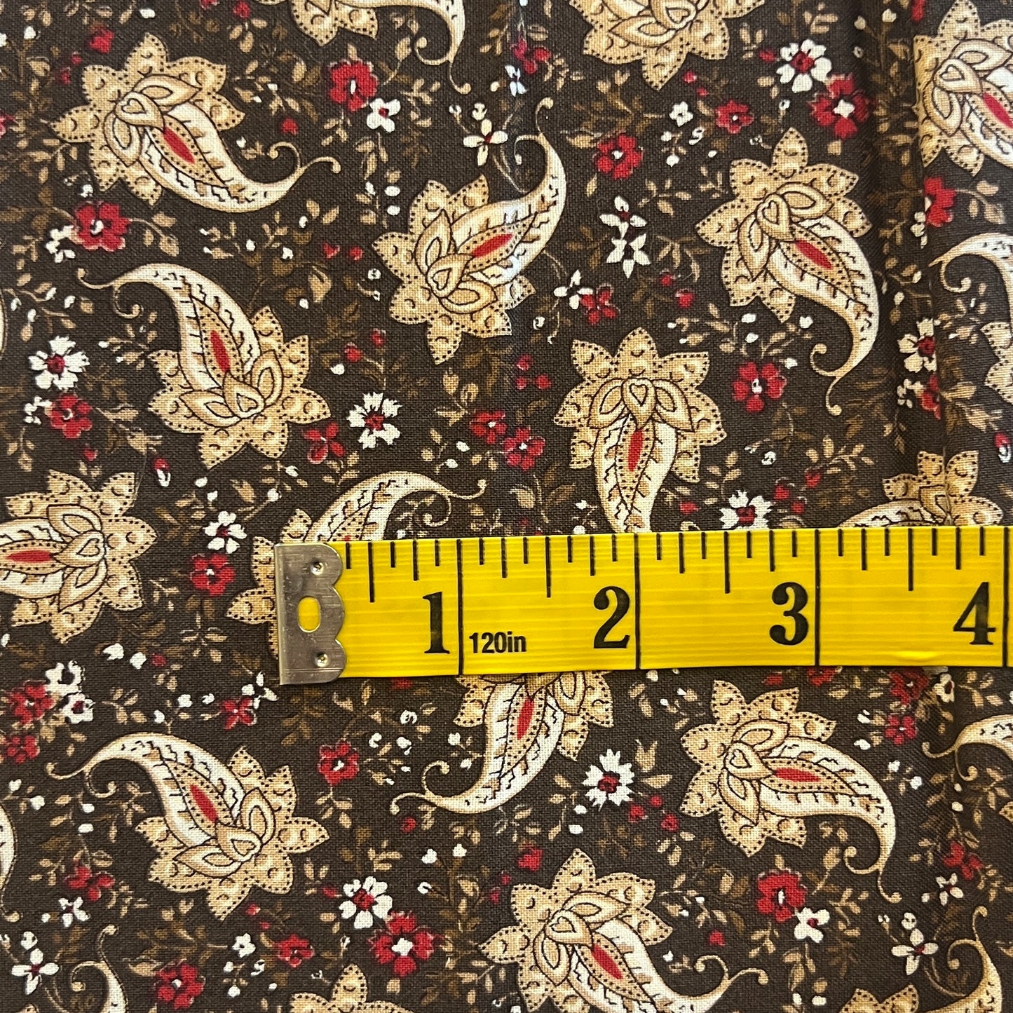 Brown & Cream Paisley Cotton: 1 yd