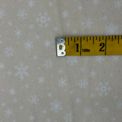 Cream With Snowflakes Brushed Cotton Blend: 1 yd