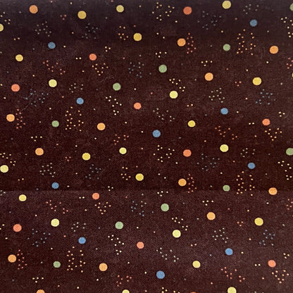 Brown With Multicolored Dots Cotton: 2.5 yds