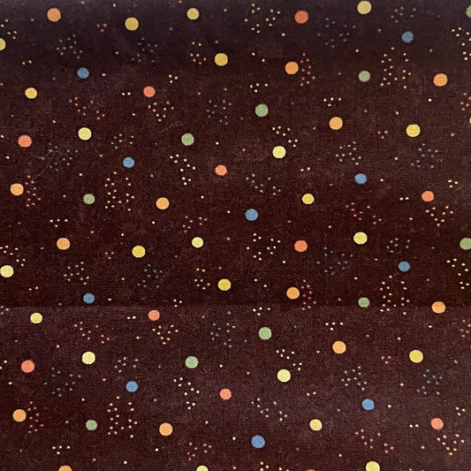 Brown With Multicolored Dots Cotton: 2.5 yds