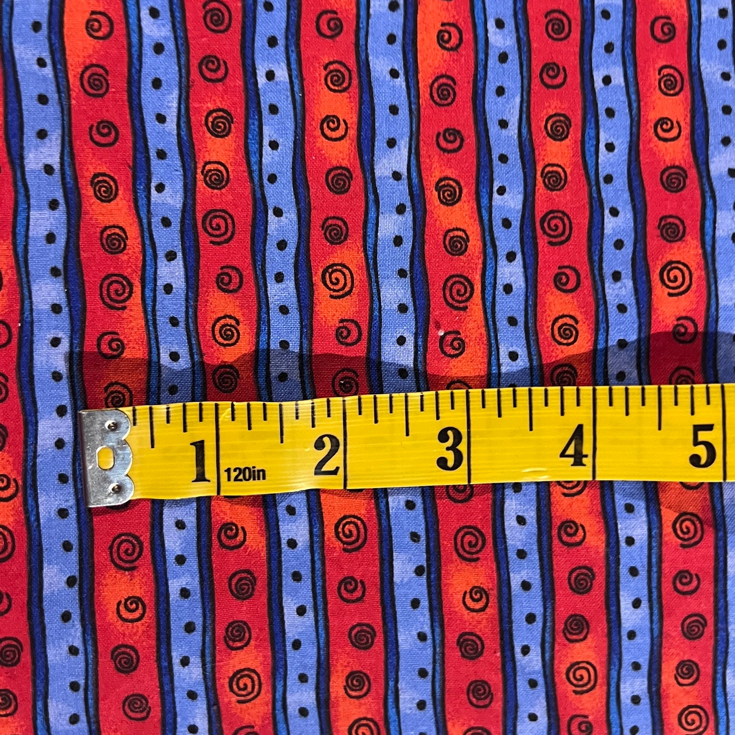 Red & Blue Imperfect Stripes Cotton: 1.75 yds