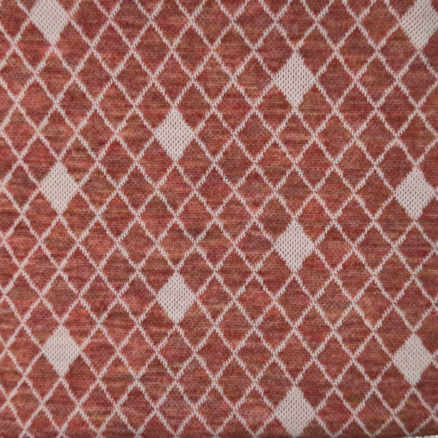 Orange & White Diamond Stretch Knit: 1 yd
