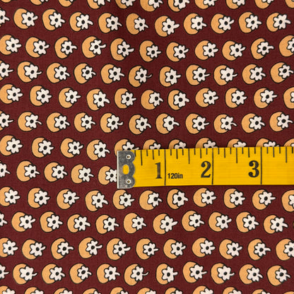 Maroon With Tan & White Floral Cotton: 2 yds