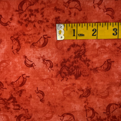 Red Tonal Kokopelli Cotton: 1.25 yds
