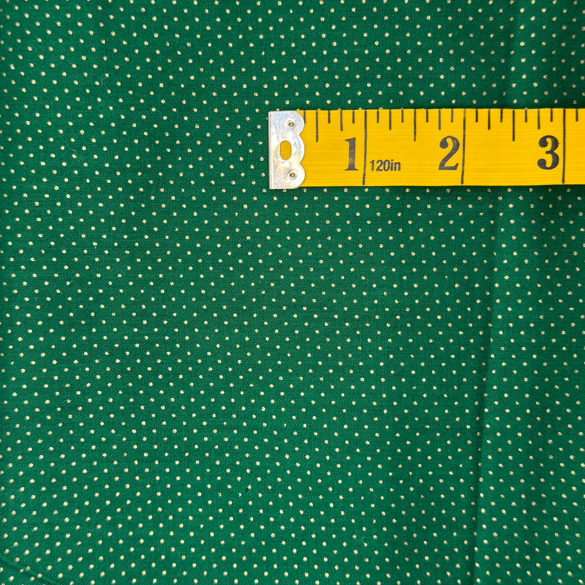 Dark Green With Metallic Gold Micro Dots Cotton: 3 yds