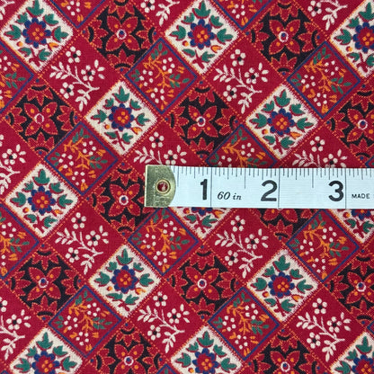 Red Multicolor Quilt-Inspired Novelty Print Cotton: 1.25 yds