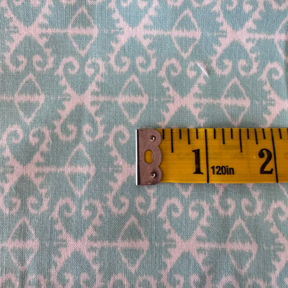 Aqua with White Embellishment Cotton: 1 yd