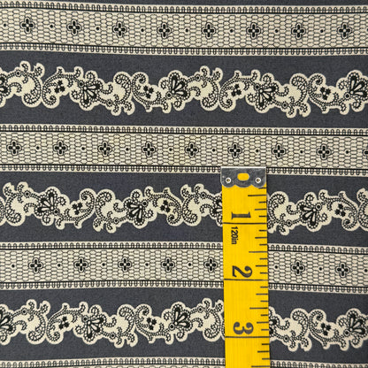 Gray Fancy Floral Stripes Cotton: 2 yds